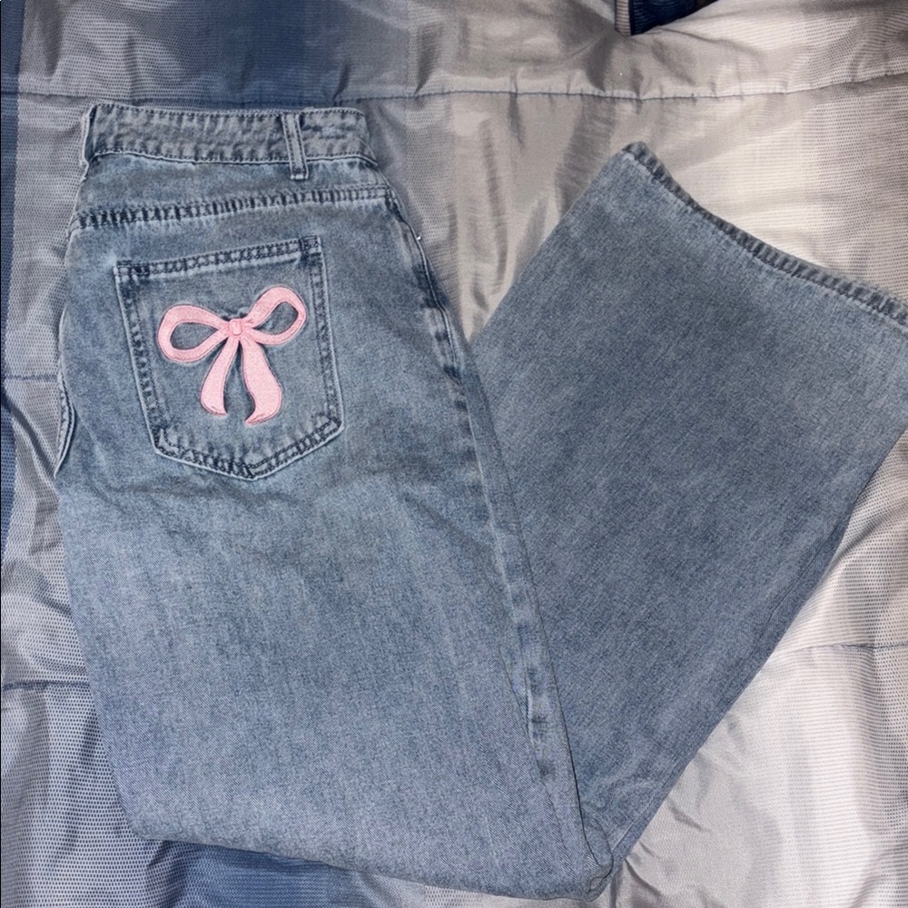 Charlotte Russe Blue and Pink Straight Leg Jeans